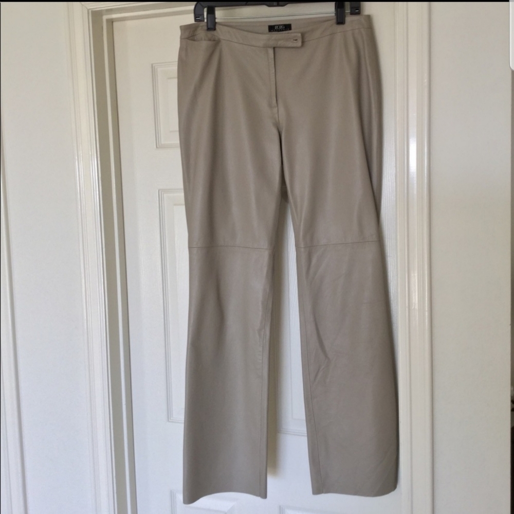 BCBG gray leather pants